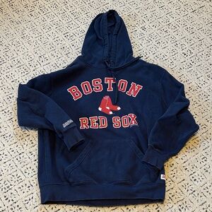 Stitches Navy Hoodie with Red Accents